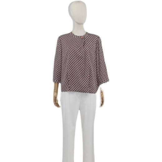 FOCALS女装秋季新款真丝七分袖圆领印花通勤T恤上衣FRG2N193PV 商品图4