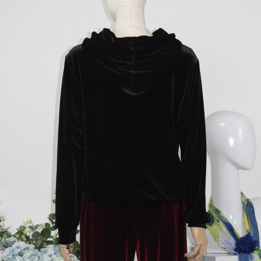 FOCALS福柯斯秋季新款运动风连帽绣花长袖针织上衣卫衣F2YCN508N1 商品图2