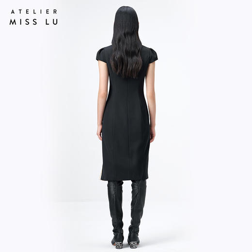 【流溢风琴】黑拼米白撞色拼接风琴折连衣裙/0000740 商品图3