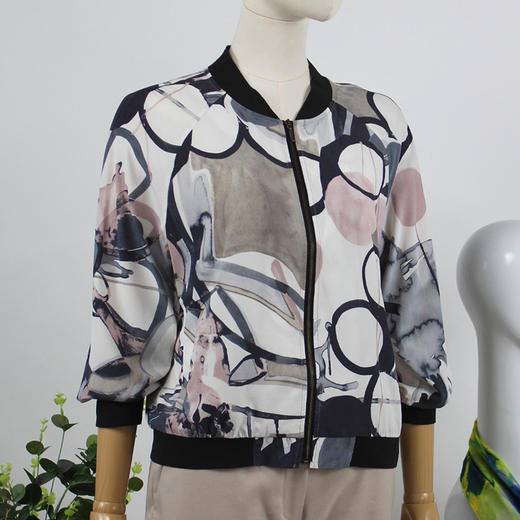 FOCALS福柯斯女装秋季新款桑蚕丝防晒夹克棒球服外套FRG2J020AV 商品图1