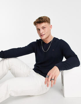 薄款 premium cotton 彩色内衬领条 V领毛衣/针织衫 T-1069