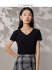 西嘉C+IMPRESS/西嘉桑蚕丝免烫 v领针织T法式修身t恤女夏2021新款T2102003 商品缩略图0