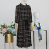 FOCALS福柯斯秋季休闲格纹印花七分袖印花圆领连衣裙FRGAX036NE 商品缩略图1
