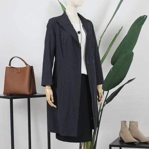 FOCALS福柯斯春秋新款修身收腰暗扣中长款外套风衣FYBAF026 商品图3
