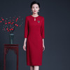 上海旗袍厂ZY-Q5796秋季新款罗马布简约时尚连衣裙大码红色装 商品缩略图0