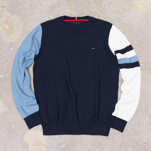 薄款 拼色棉质 胸前刺绣 圆领毛衣/针织衫 T-1083 商品图5