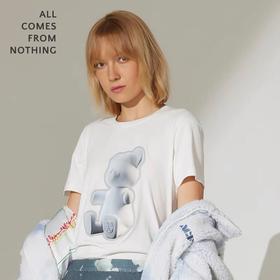 反光DIA小熊蝴蝶结珍珠T恤