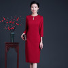 上海旗袍厂ZY-Q5796秋季新款罗马布简约时尚连衣裙大码红色装 商品缩略图2