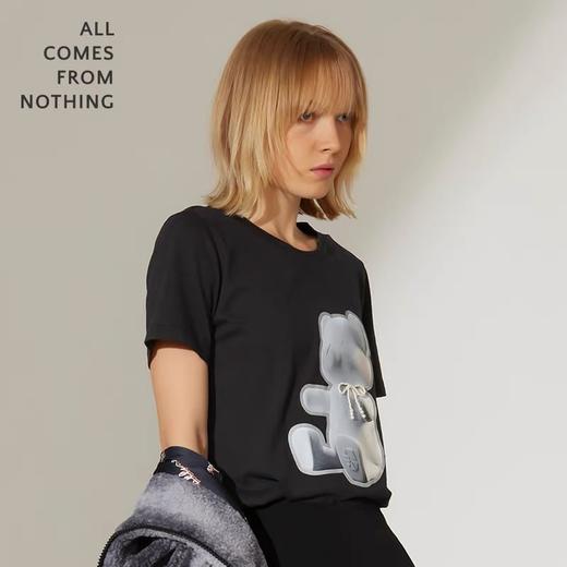 反光DIA小熊蝴蝶结珍珠T恤 商品图1