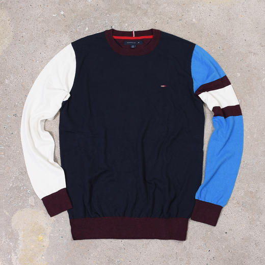 薄款 拼色棉质 胸前刺绣 圆领毛衣/针织衫 T-1083 商品图4