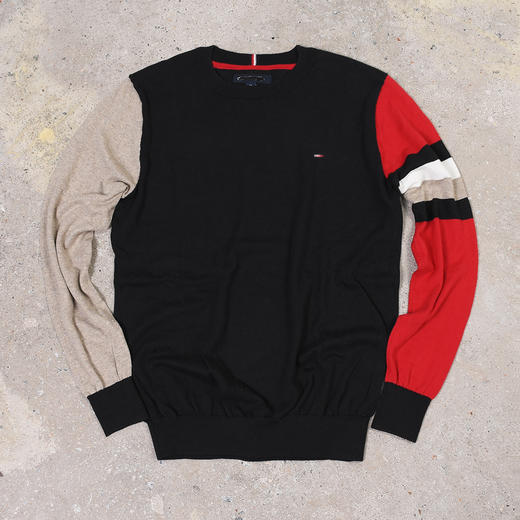 薄款 拼色棉质 胸前刺绣 圆领毛衣/针织衫 T-1083 商品图6