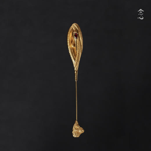 胸针 | 卧仙鹤祥云石榴石胸针 商品图3