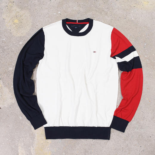 薄款 拼色棉质 胸前刺绣 圆领毛衣/针织衫 T-1083 商品图7