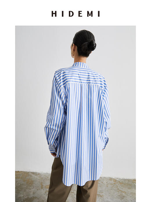 HIDEMI 廓形蓝白条纹衬衫 商品图3