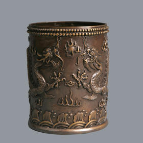 书画系列作品《千禧龙笔筒》办公室文化陈列摆件