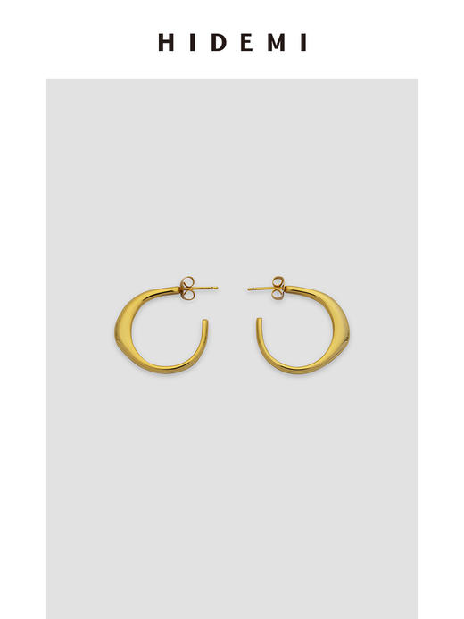 HIDEMI 简约不规则圆弧形耳环 小号/中号/大号 商品图7