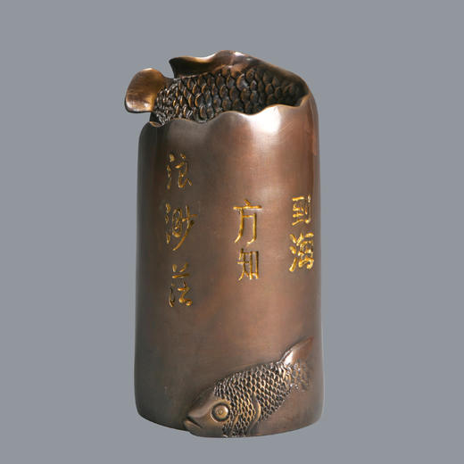 书画系列作品《双鱼笔筒》办公室文化陈列摆件 商品图0
