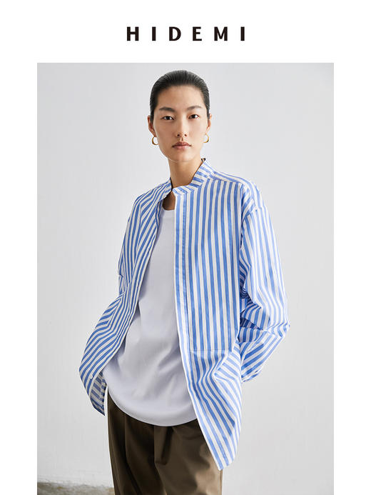 HIDEMI 廓形蓝白条纹衬衫 商品图2
