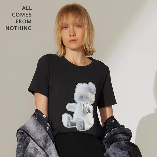 反光DIA小熊蝴蝶结珍珠T恤 商品图0