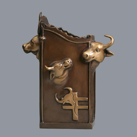 书画系列作品《孺子牛笔筒》办公室文化陈列摆件 商品图0