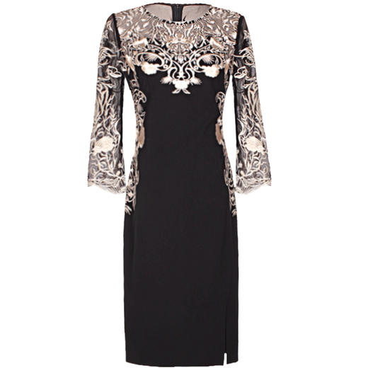 上海旗袍厂ZY-Q4026春秋新款女镂空七分袖刺绣修身女装时尚潮淑女连衣裙 商品图6