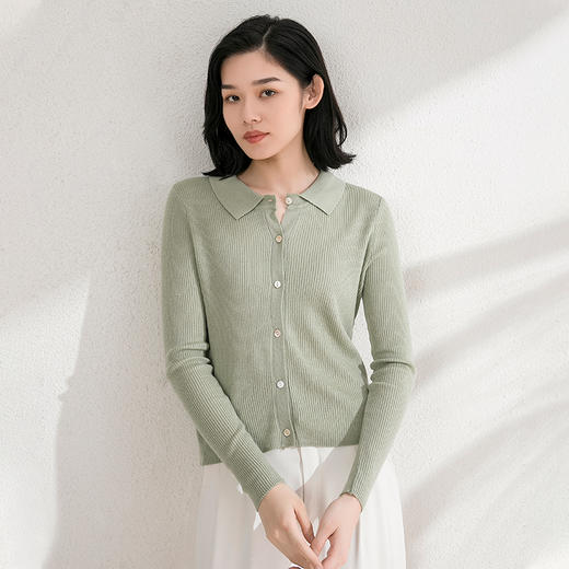 AvannPolo翻领混纺羊毛针织开衫 商品图1