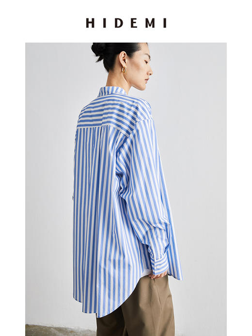 HIDEMI 廓形蓝白条纹衬衫 商品图4
