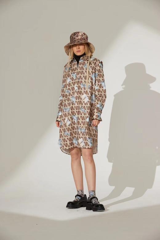 DIA小熊印花肩部细节衬衫裙 商品图0