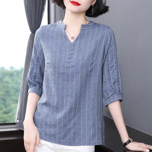JCG-5548夏季薄款大码女装新款棉麻七分袖上衣 商品图2