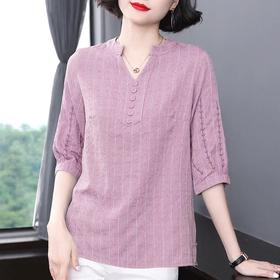 JCG-5548夏季薄款大码女装新款棉麻七分袖上衣