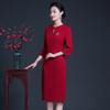 上海旗袍厂ZY-Q5796秋季新款罗马布简约时尚连衣裙大码红色装 商品缩略图1