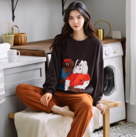 【服饰鞋包】春秋冬季宽松纯棉长袖居家套装