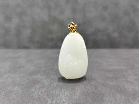 【御珠宫坊】金镶羊脂白玉佛吊坠