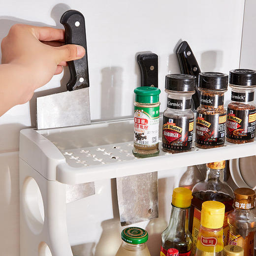 【日用百货】厨房用品置物架 落地两层调料架 多功能调味料菜刀收纳架 商品图2
