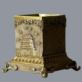 书画系列作品《鹳雀楼笔筒》办公室文化陈列摆件