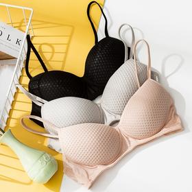 ARN-X055无钢圈真丝文胸女春夏性感桑蚕丝内衣bra 薄款收副乳透气孔胸罩