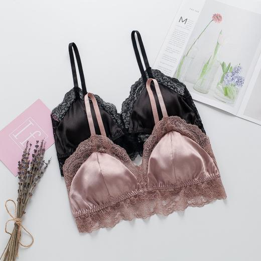 ARN-X039法式真丝无钢圈文胸桑蚕丝性感内衣 蕾丝边加垫春夏舒适胸罩 商品图1
