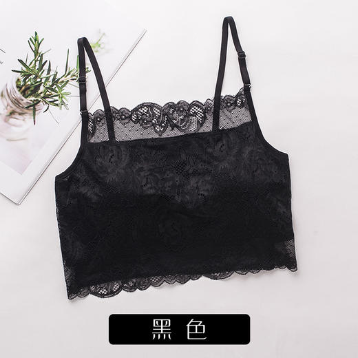 ARN-X027真丝吊带抹胸纯桑蚕丝大码针织蕾丝裹胸打底内衣围胸有胸垫女 商品图7