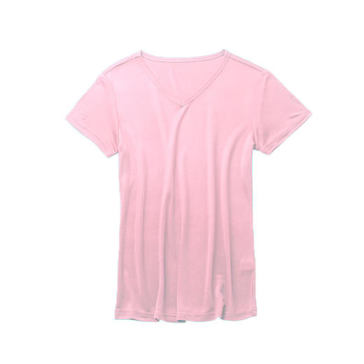 ARN-Y010夏季真丝女T恤短袖 时尚v领桑蚕丝打底衫 纯色针织修身上衣 商品图6