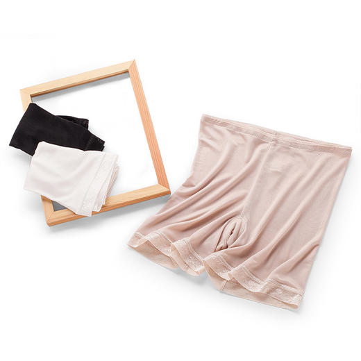 ARN-K046防走光裤女士高腰收腹桑蚕丝透气打底内裤无痕真丝花边三分裤 商品图0
