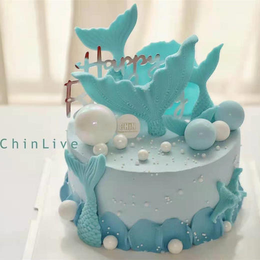 蓝色鱼尾蛋糕 商品图0