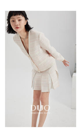 黑标樱花粉梨花白香nai儿风格百褶裙套装