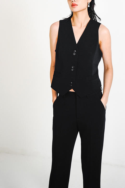 Semplicita | U00 无领西装双扣马甲 [  白/ 黑藏青 ] 商品图1