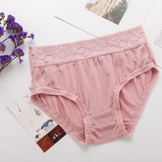 ARN-K033新款桑蚕丝真丝内裤女透气舒适蕾丝中腰收腹包臀三角内裤 商品图3
