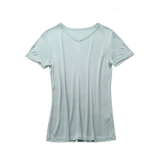 ARN-Y010夏季真丝女T恤短袖 时尚v领桑蚕丝打底衫 纯色针织修身上衣 商品图7