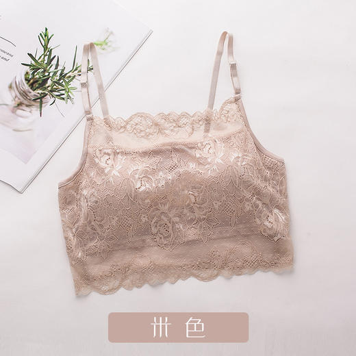 ARN-X027真丝吊带抹胸纯桑蚕丝大码针织蕾丝裹胸打底内衣围胸有胸垫女 商品图5