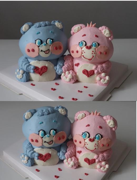 情侣小熊熊:图片是四个四寸大小的量，夹心也是新鲜水果比较耗费时间和精力哟 商品图0