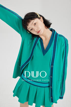 复古鳄鱼绿运动网球Polo百褶连衣裙外套