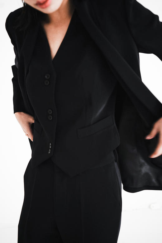 Semplicita | U00 无领西装双扣马甲 [  白/ 黑藏青 ] 商品图3