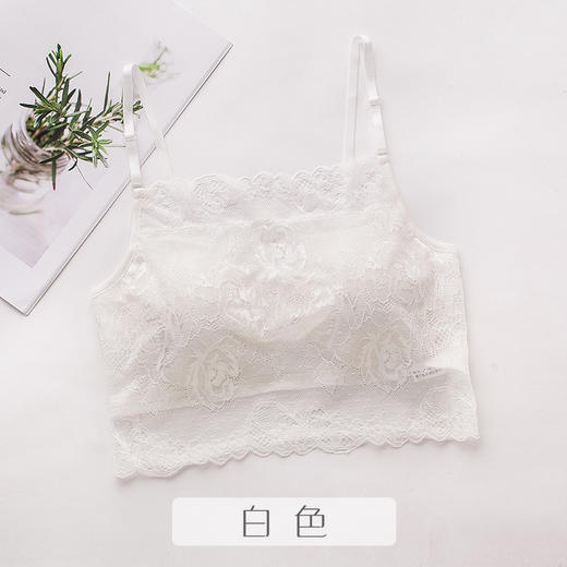 ARN-X027真丝吊带抹胸纯桑蚕丝大码针织蕾丝裹胸打底内衣围胸有胸垫女 商品图6